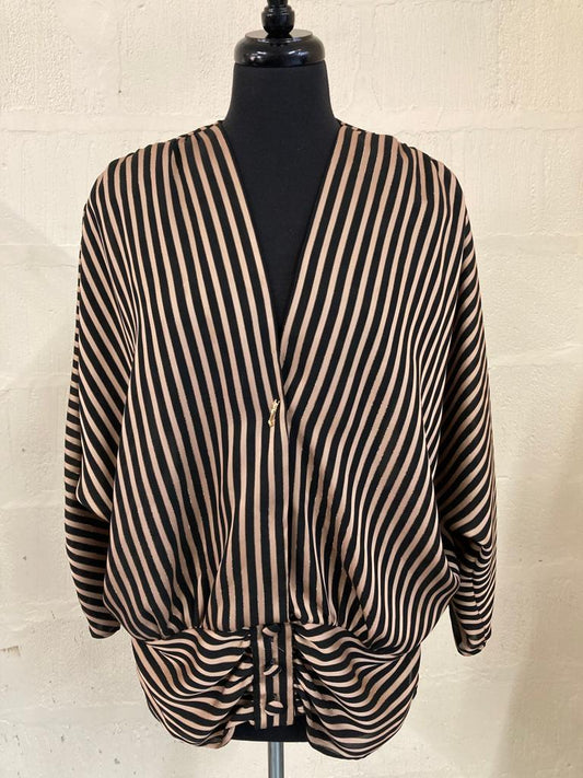 Vintage Richards Black and Gold Striped Top Size 14