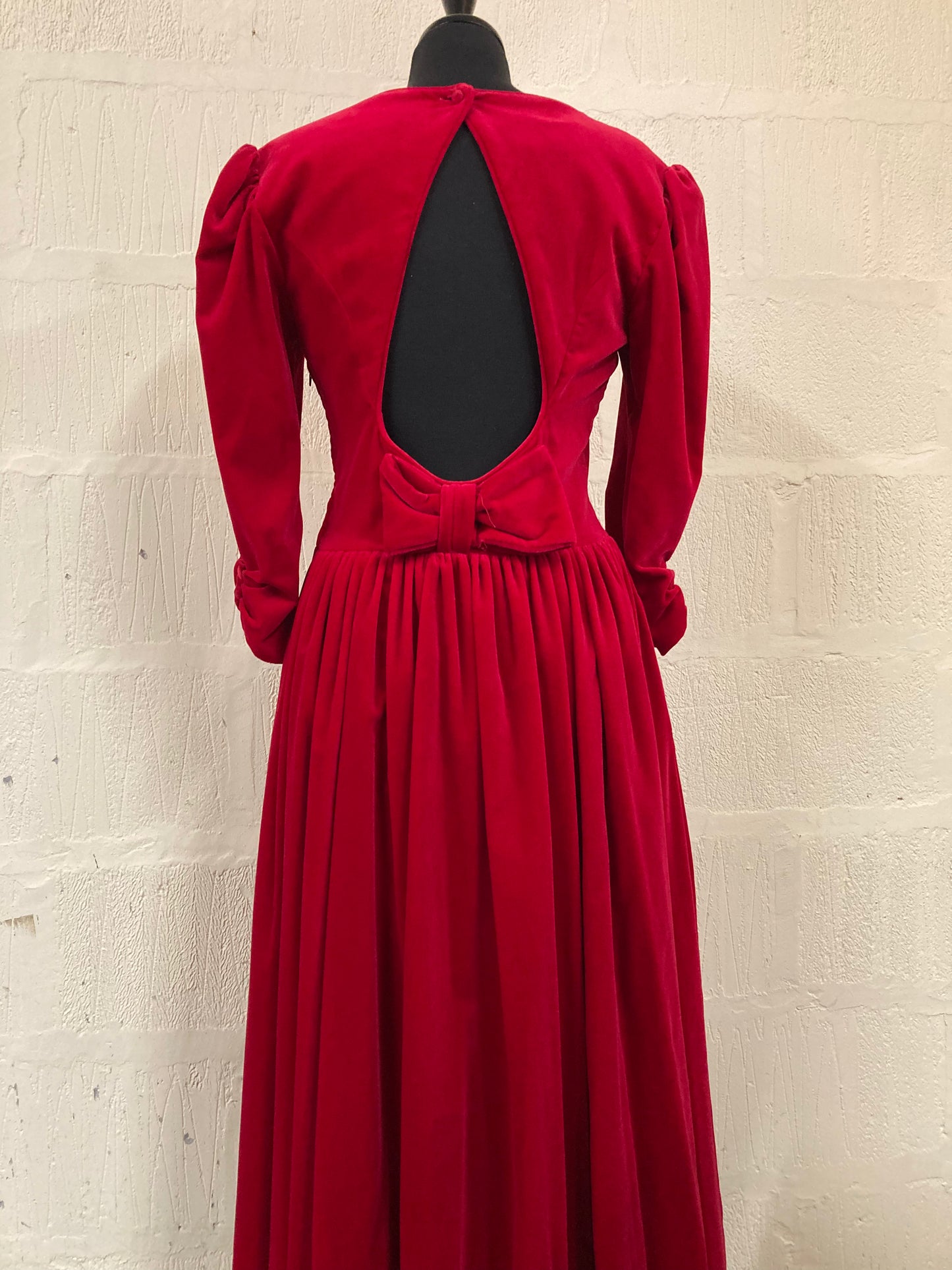 Vintage 1980s Red Velvet Laura Ashley Dress Size 14
