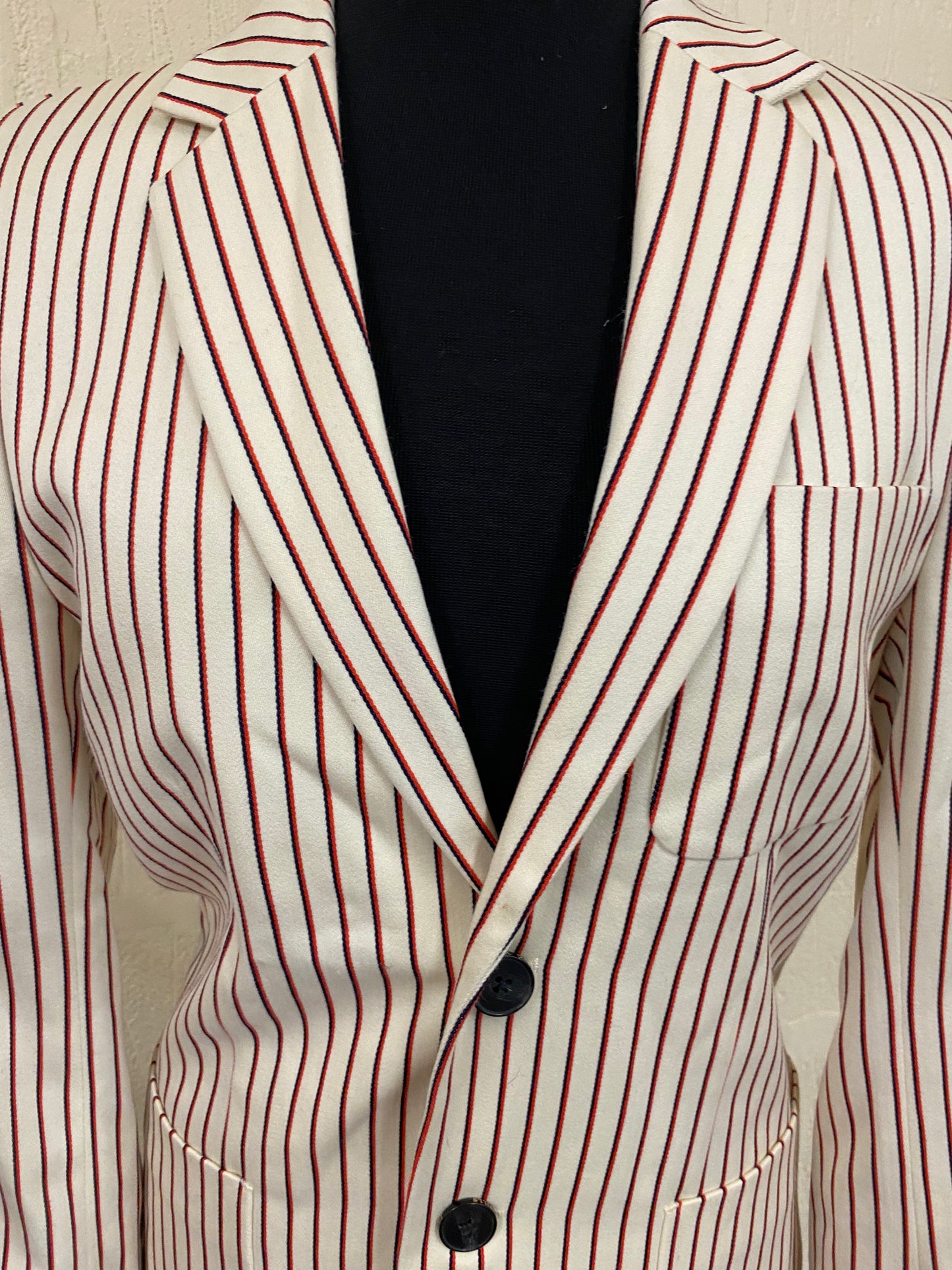 Jack Wills Cream with Navy and Red Pinstrip Mens Boating Blazer Size 10-12