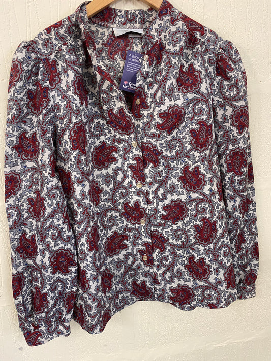 Vintage Red and Grey Paisley Blouse Size 12
