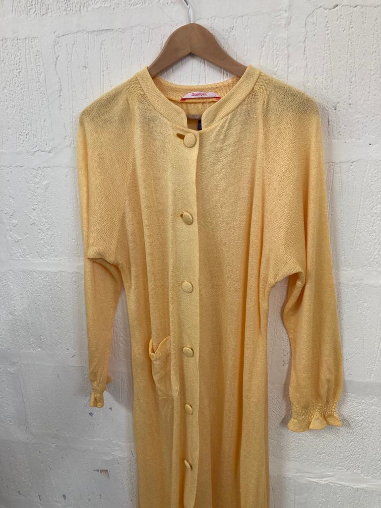 Vintage Triumph Canary Yellow Fine Knit Housecoast. Size  10-12