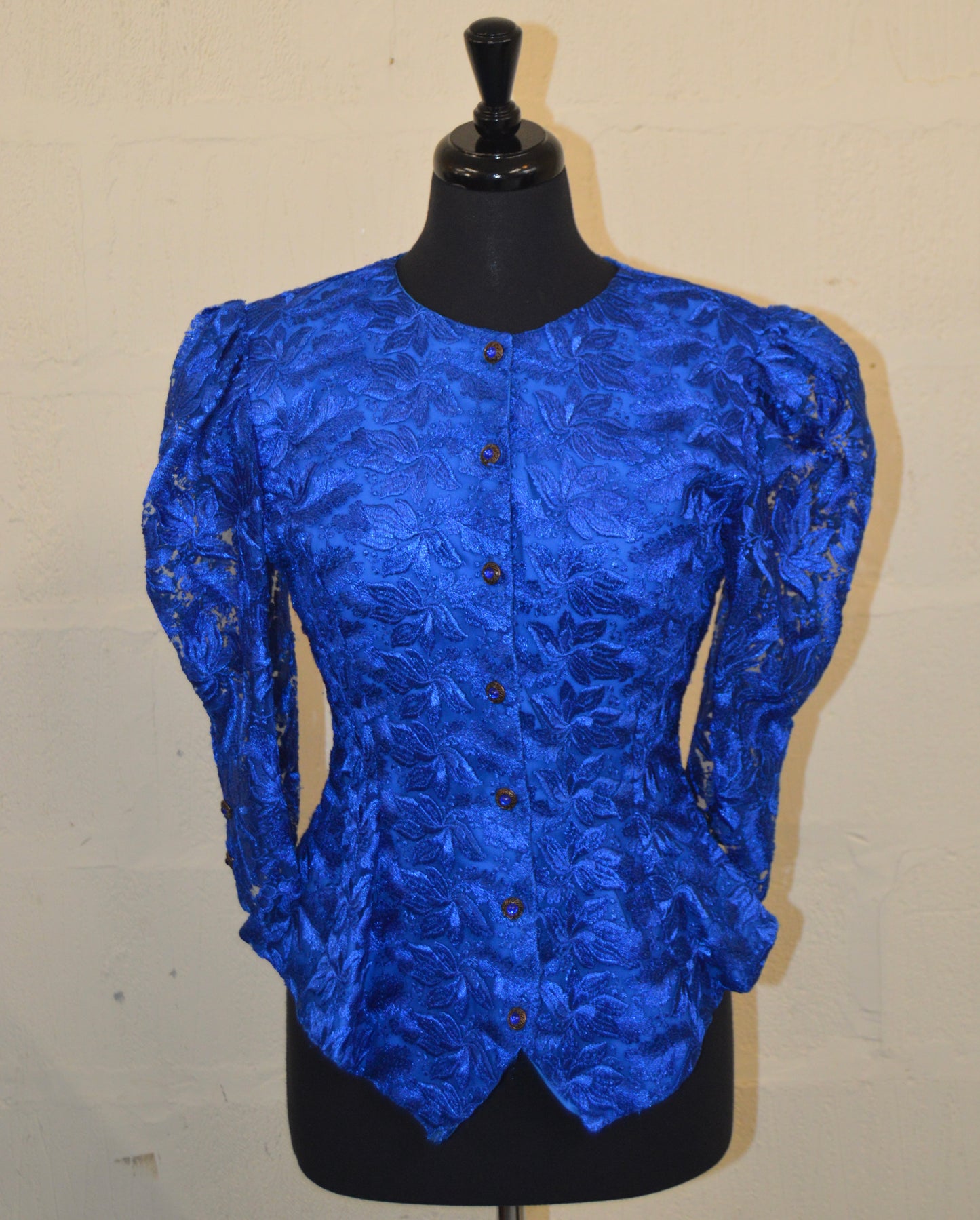 Vintage Royal Blue Lace Overlay Jacket Size 10