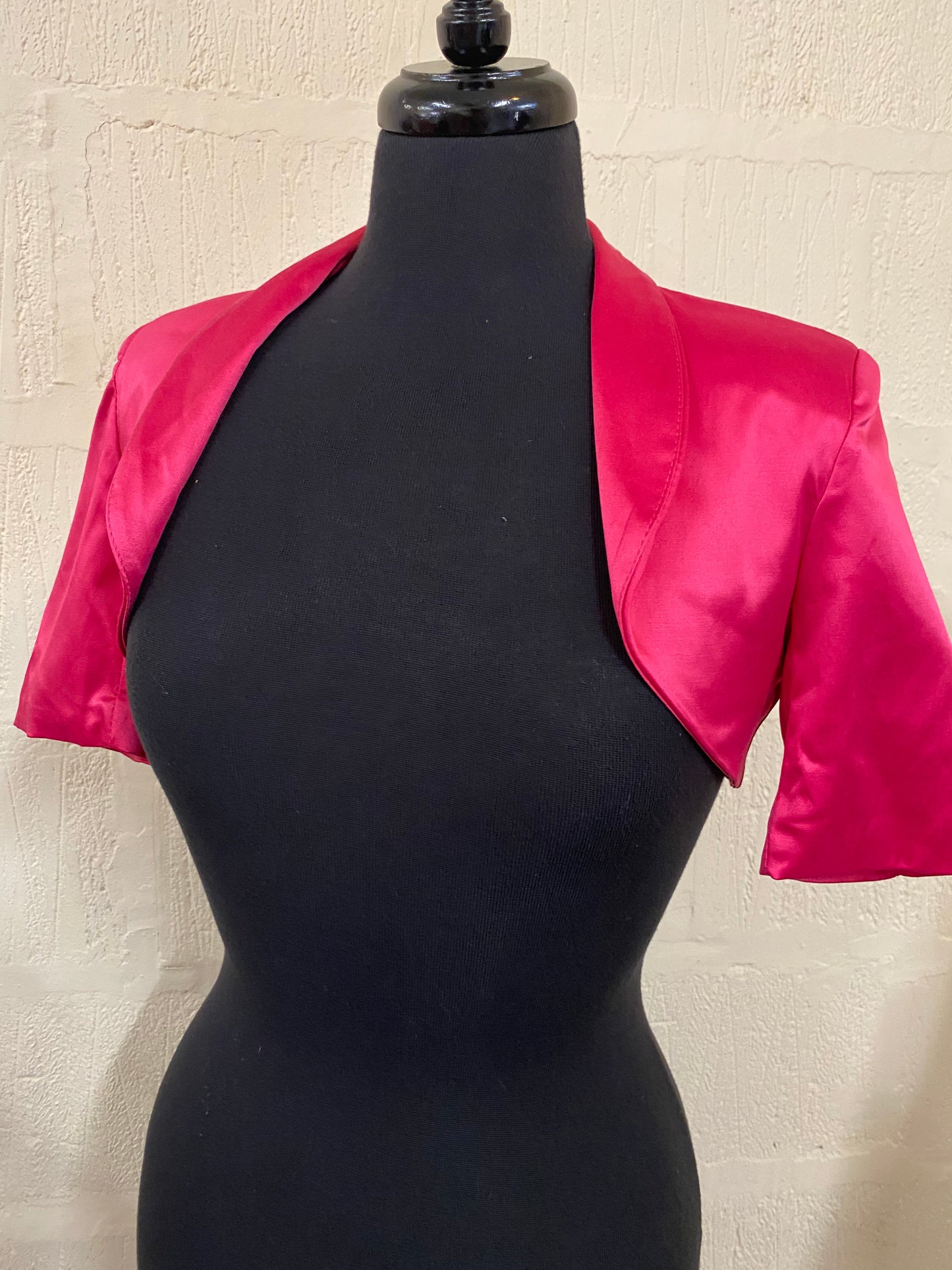 Vintage 1950s Style Fuchsia Pink Bolero Jacket Size 6-8