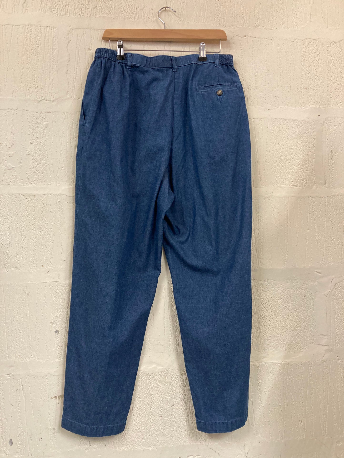 1980s style St Michael High Elasticated Waist Indigo Trousers Size 18