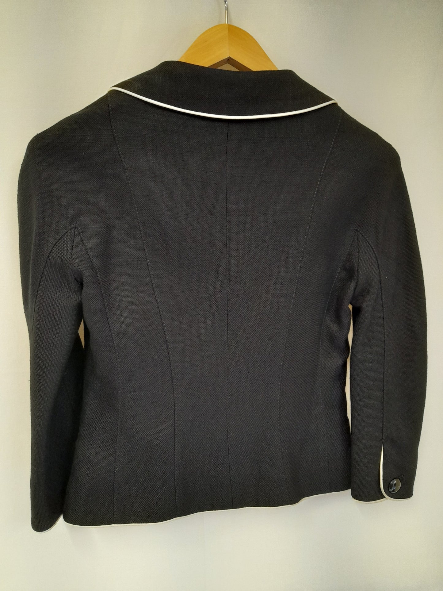Retro Black Jacket With Cream Detailing & Bows Size 8