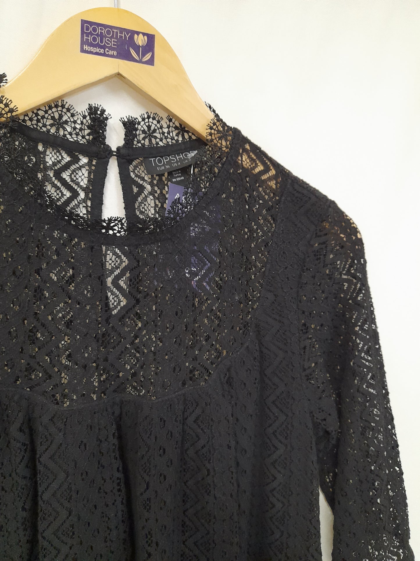 1960s Style Black Lace Overlay Mini Dress Size 8