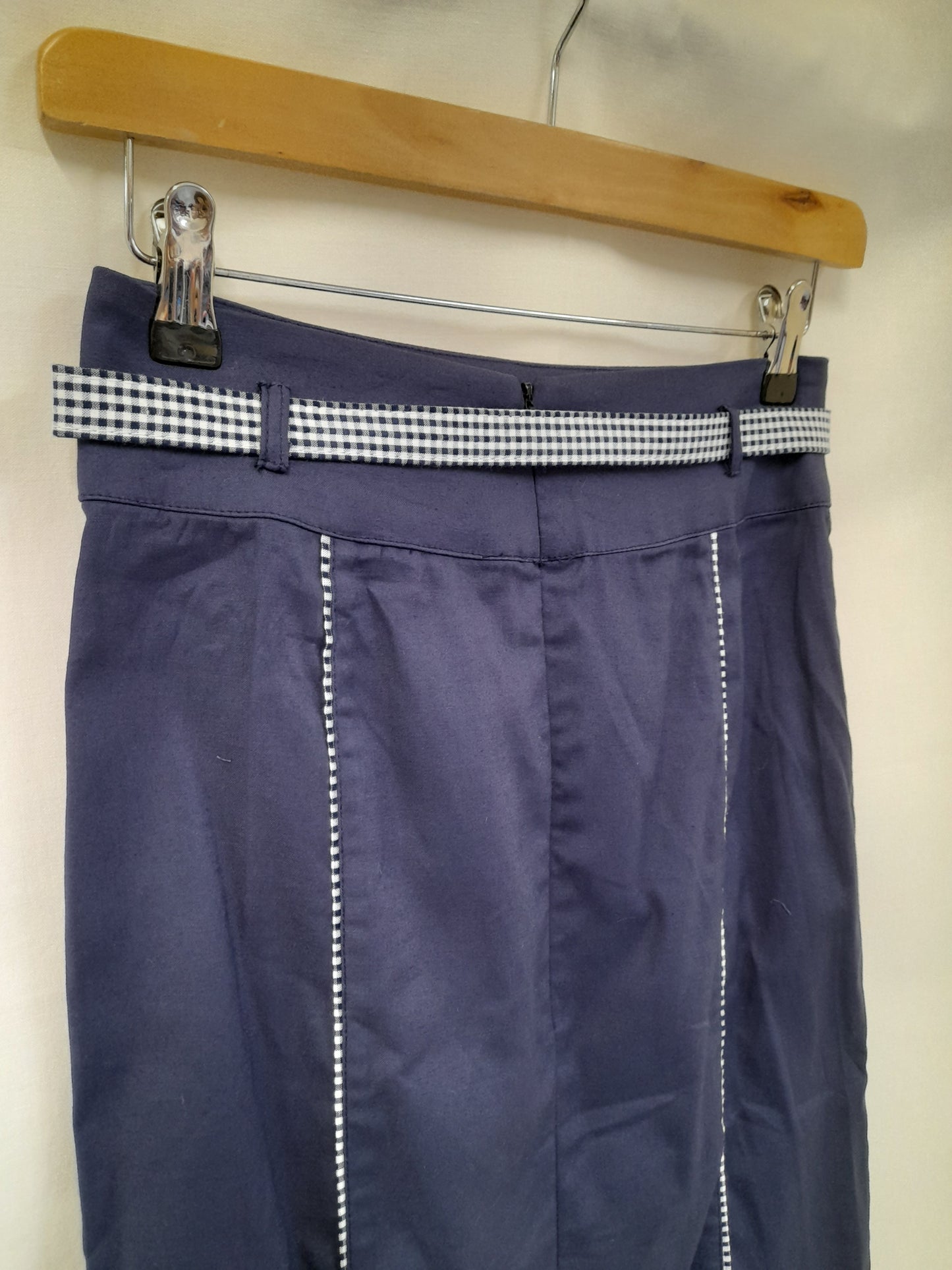 BNWT Retro Navy Gingham Pencil Skirt Size 8