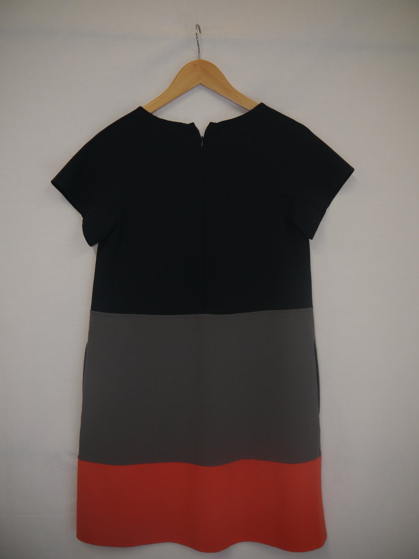 Black Designer Colour Block Knee Length Shift Dress Size 6