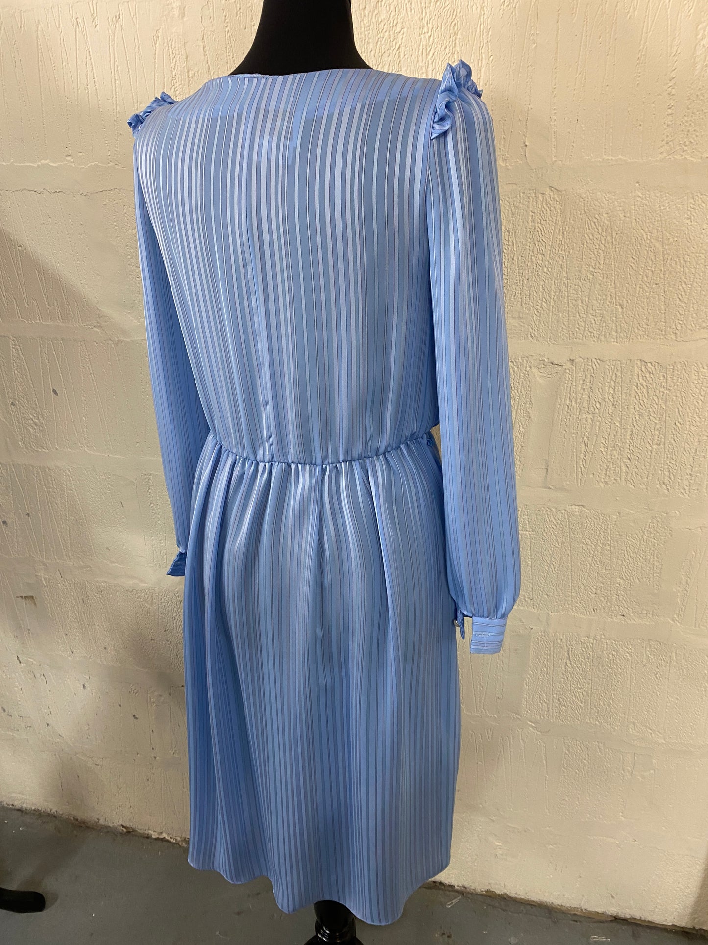 Vintage Blue Striped Midi Dress Size 12