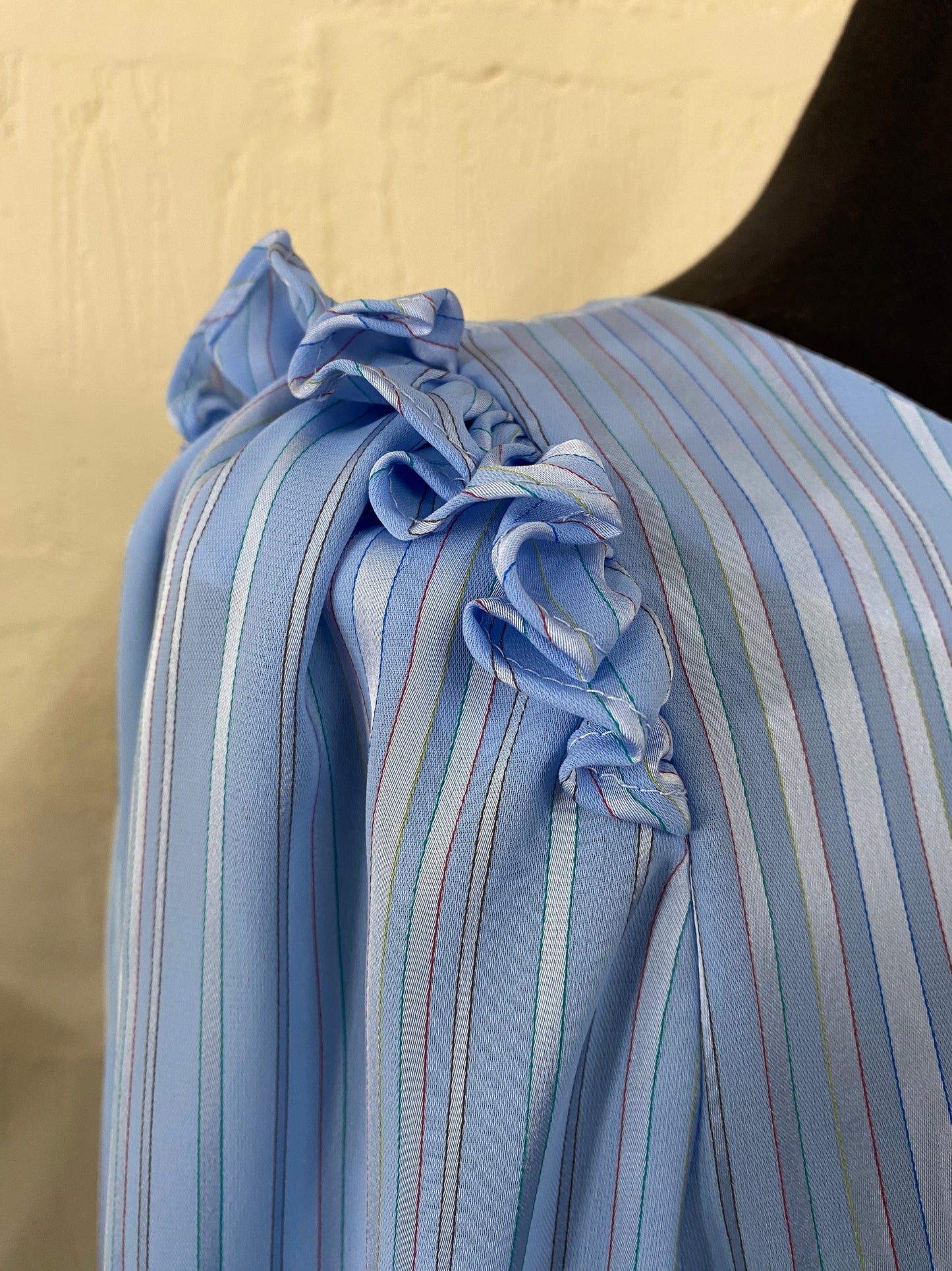 Vintage Blue Striped Midi Dress Size 12