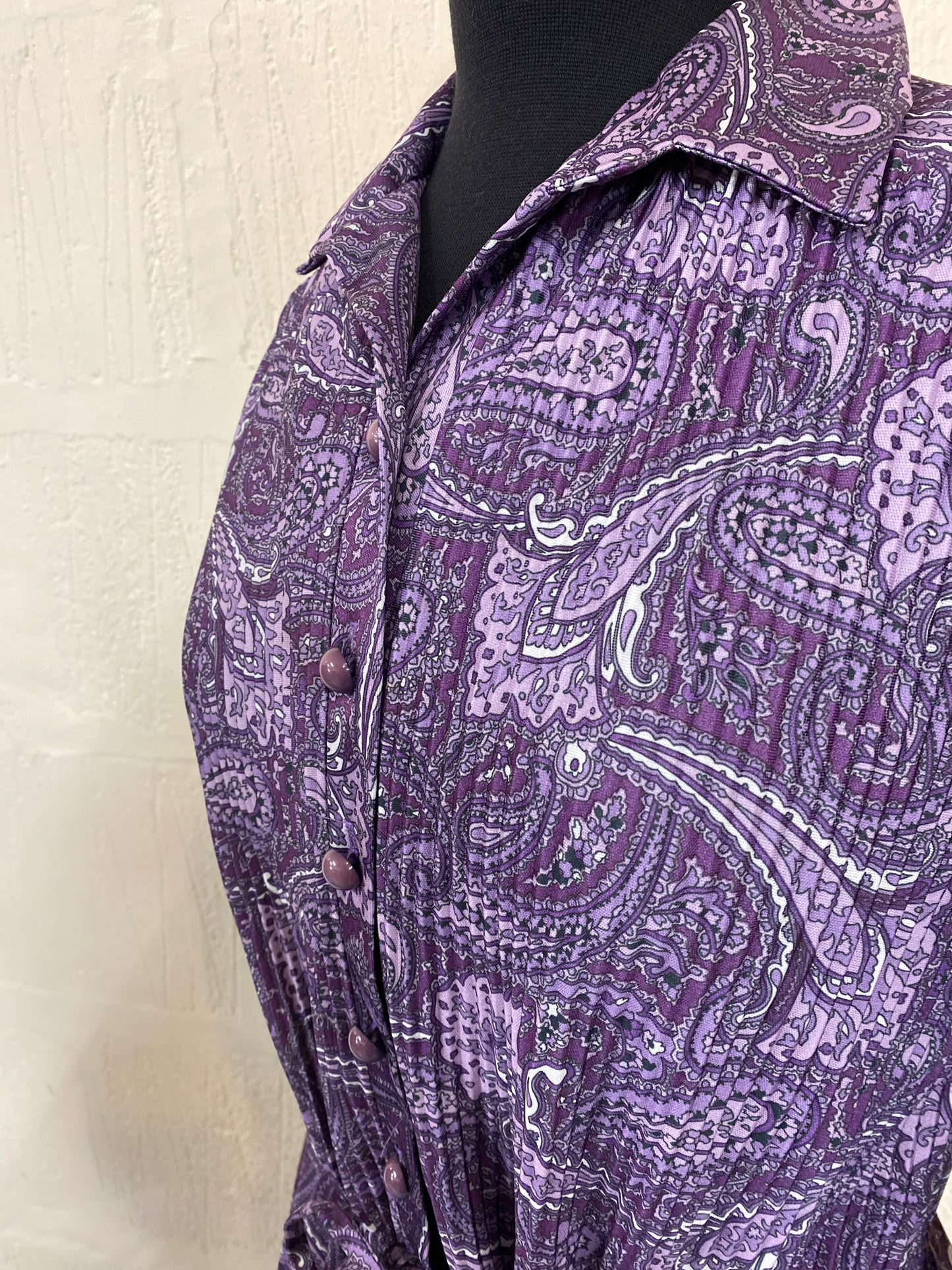 Vintage Purple Paisley Midi Dress Size 10
