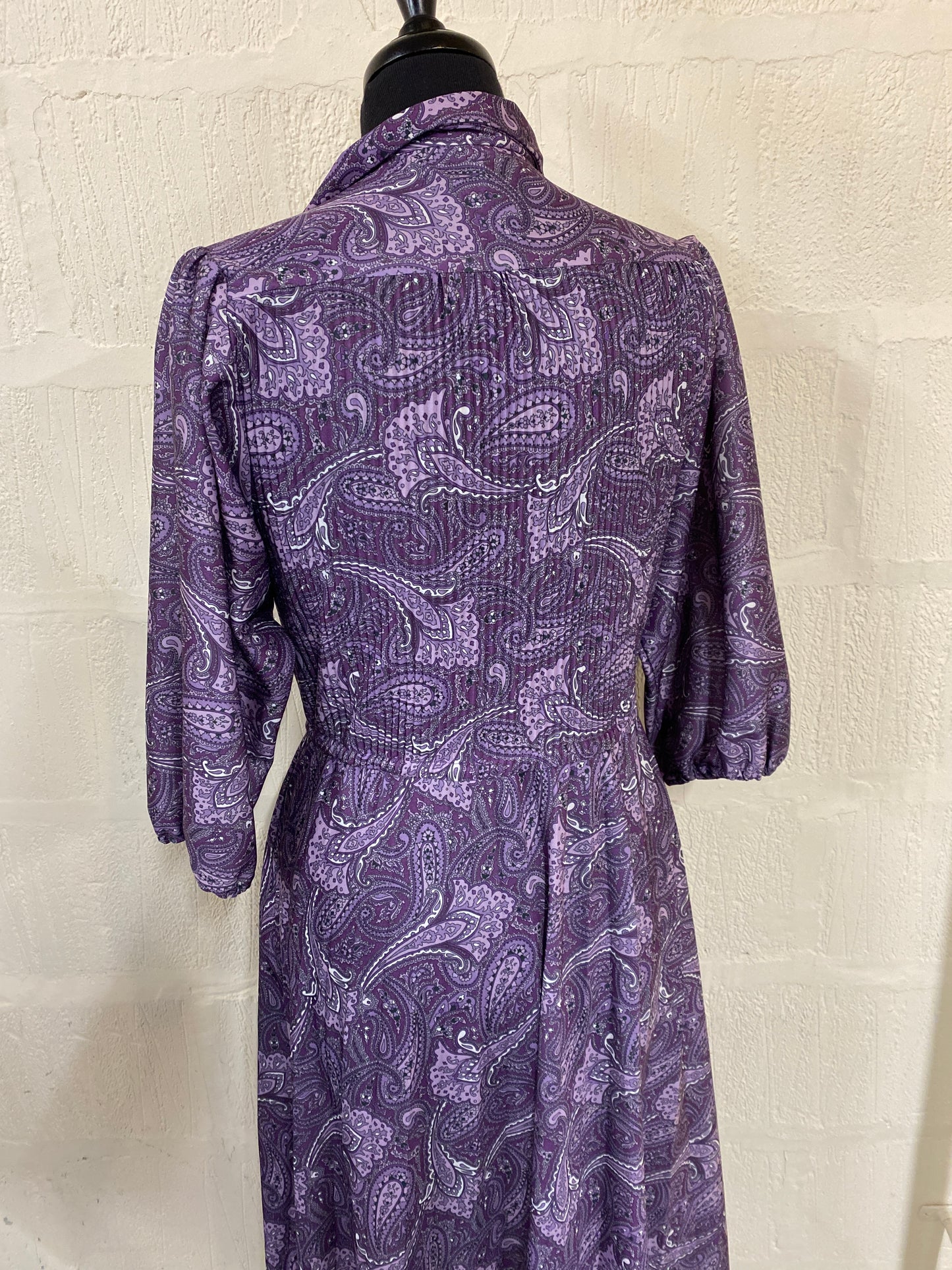 Vintage Purple Paisley Midi Dress Size 10