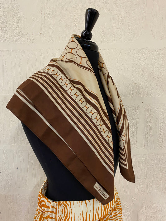 Vintage Brown Patterned Scarf