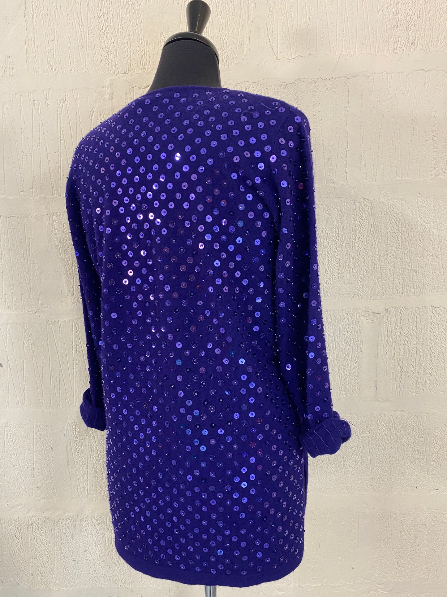 Vintage Purple/Blue Sequin Lambswool Sweater Size Small