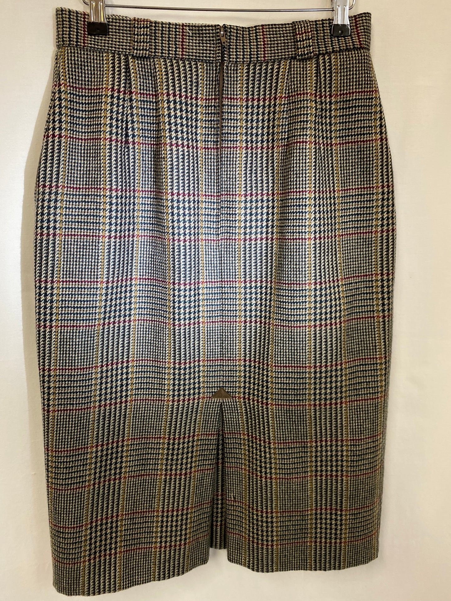 Vintage St Michael Green, Red and Mustard Tweed Skirt Size 10/12