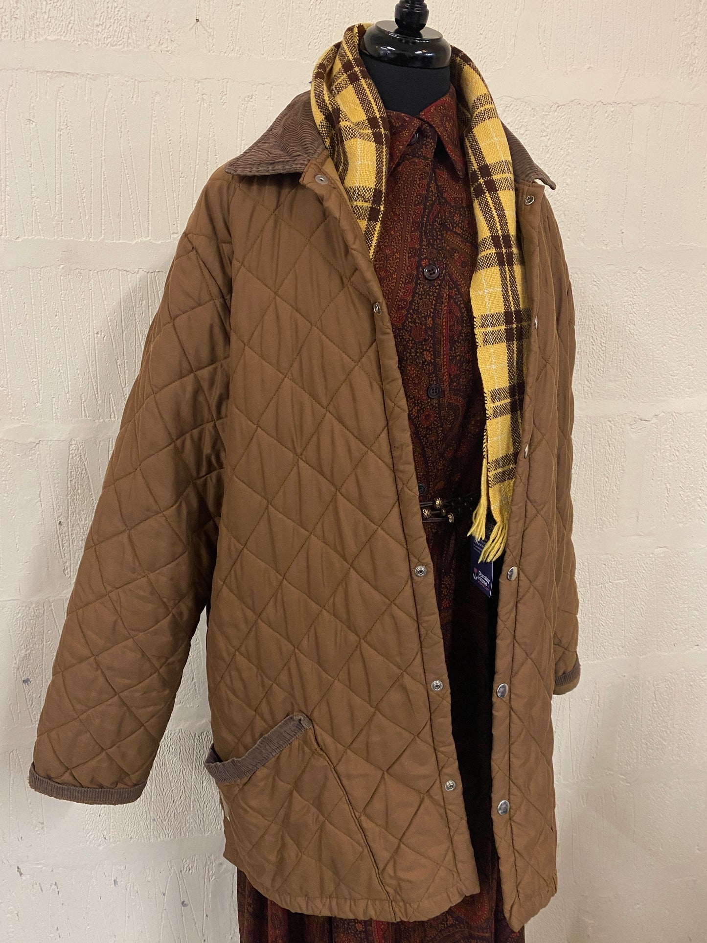 Vintage Caramel Quilted Lightweight Jacket Coat Size 18
