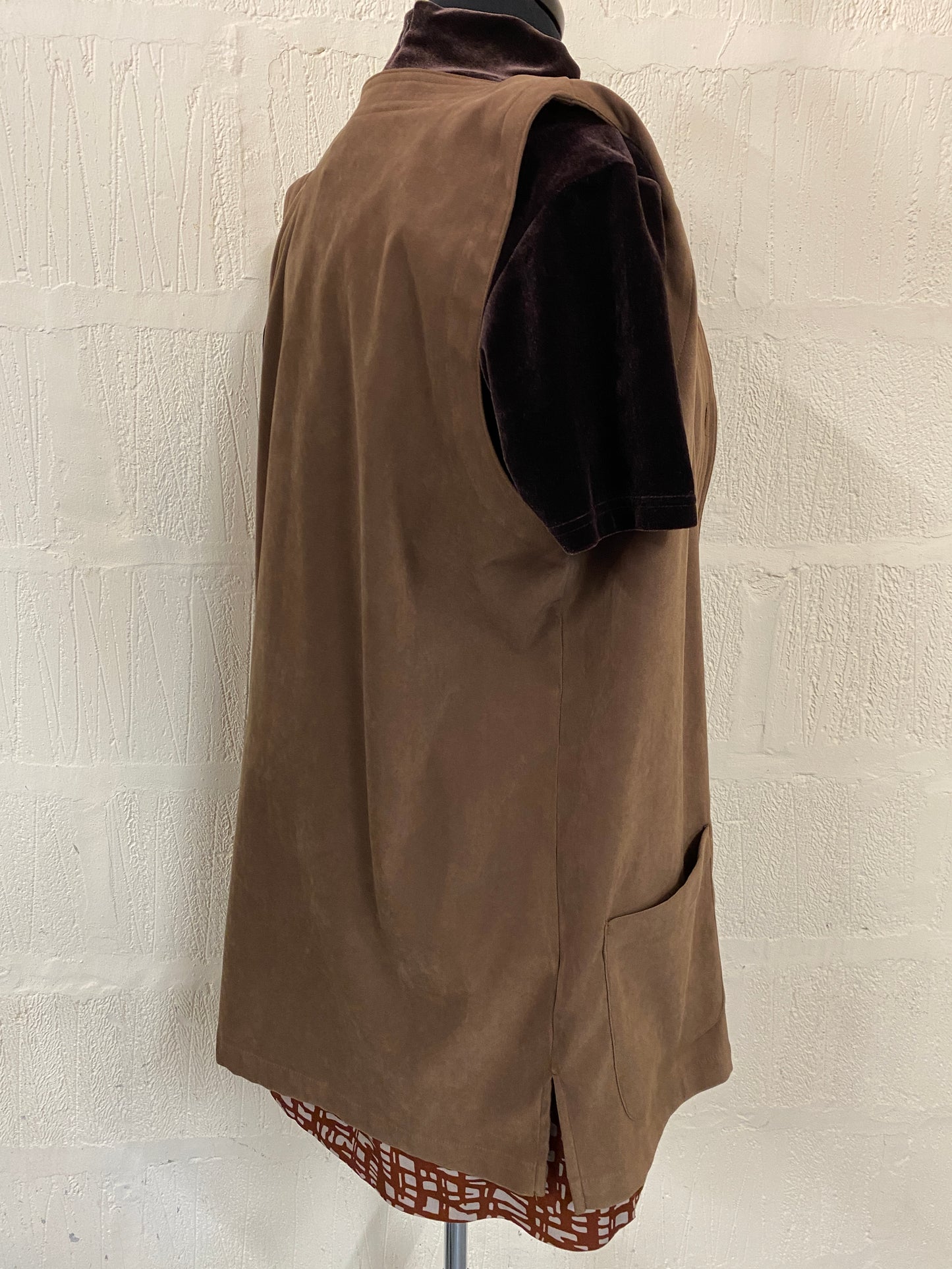 Vintage Brown Longline Waistcoat Size M