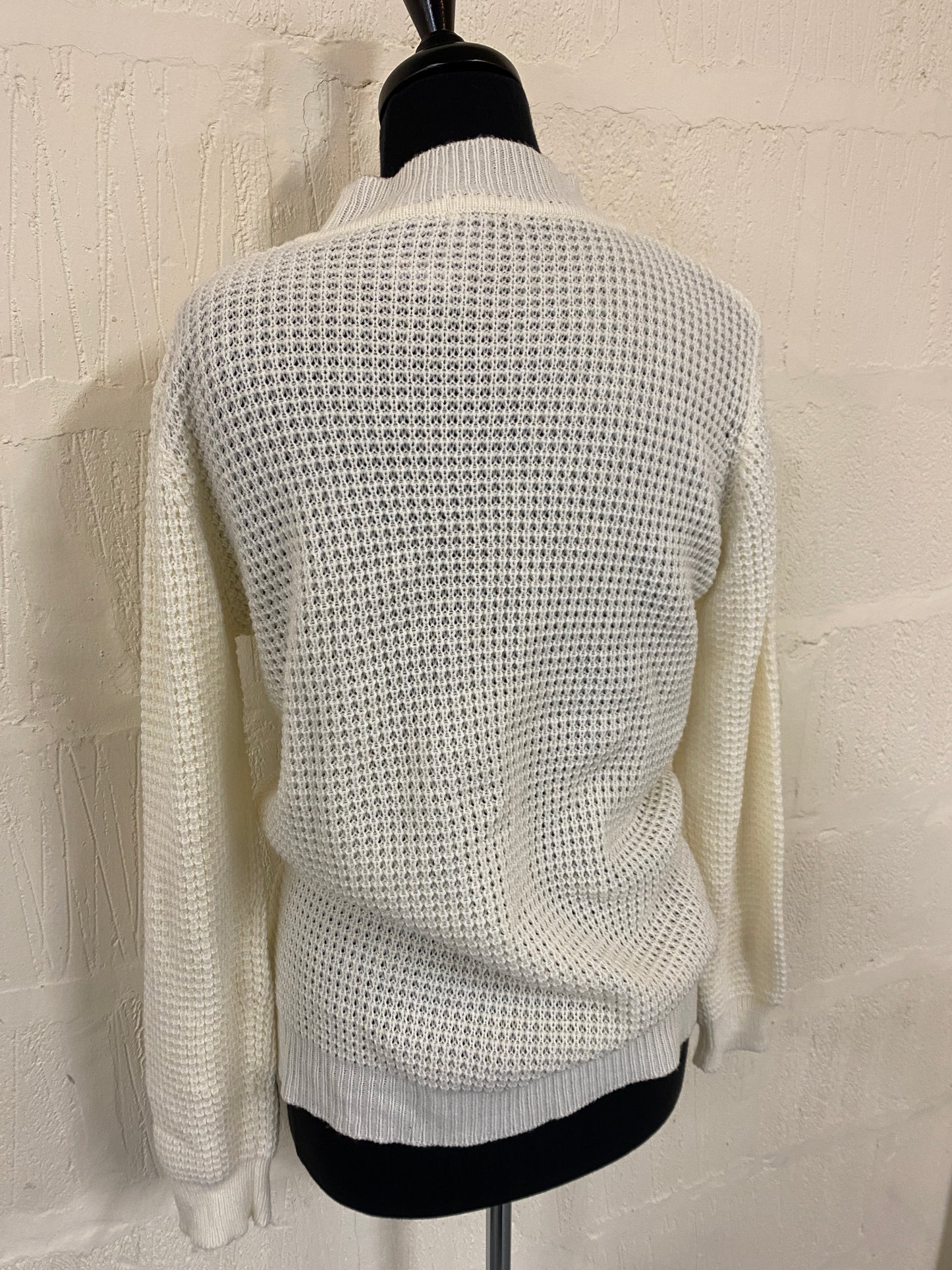 Vintage Cream Waffle Knit Jumper Size 12-14