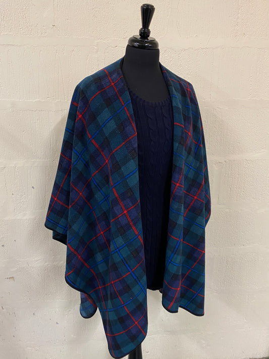 Green Tartan Shawl/Cape One Size