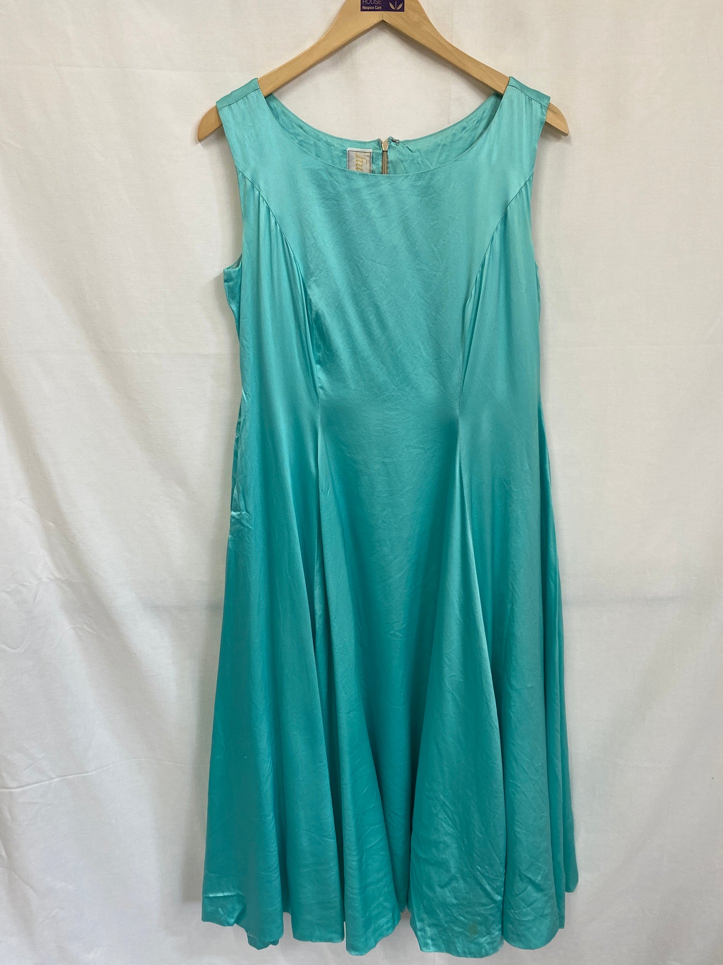 Vintage Mint Fit And Flare Silk Prom Dress Size 14