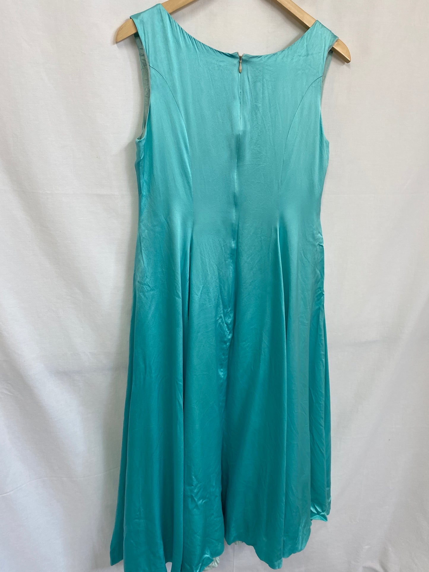 Vintage Mint Fit And Flare Silk Prom Dress Size 14