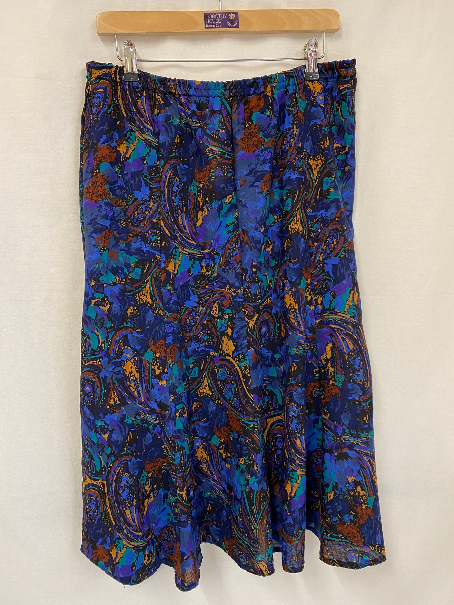 Vintage Blue Abstract Patterned Skirt Size 16