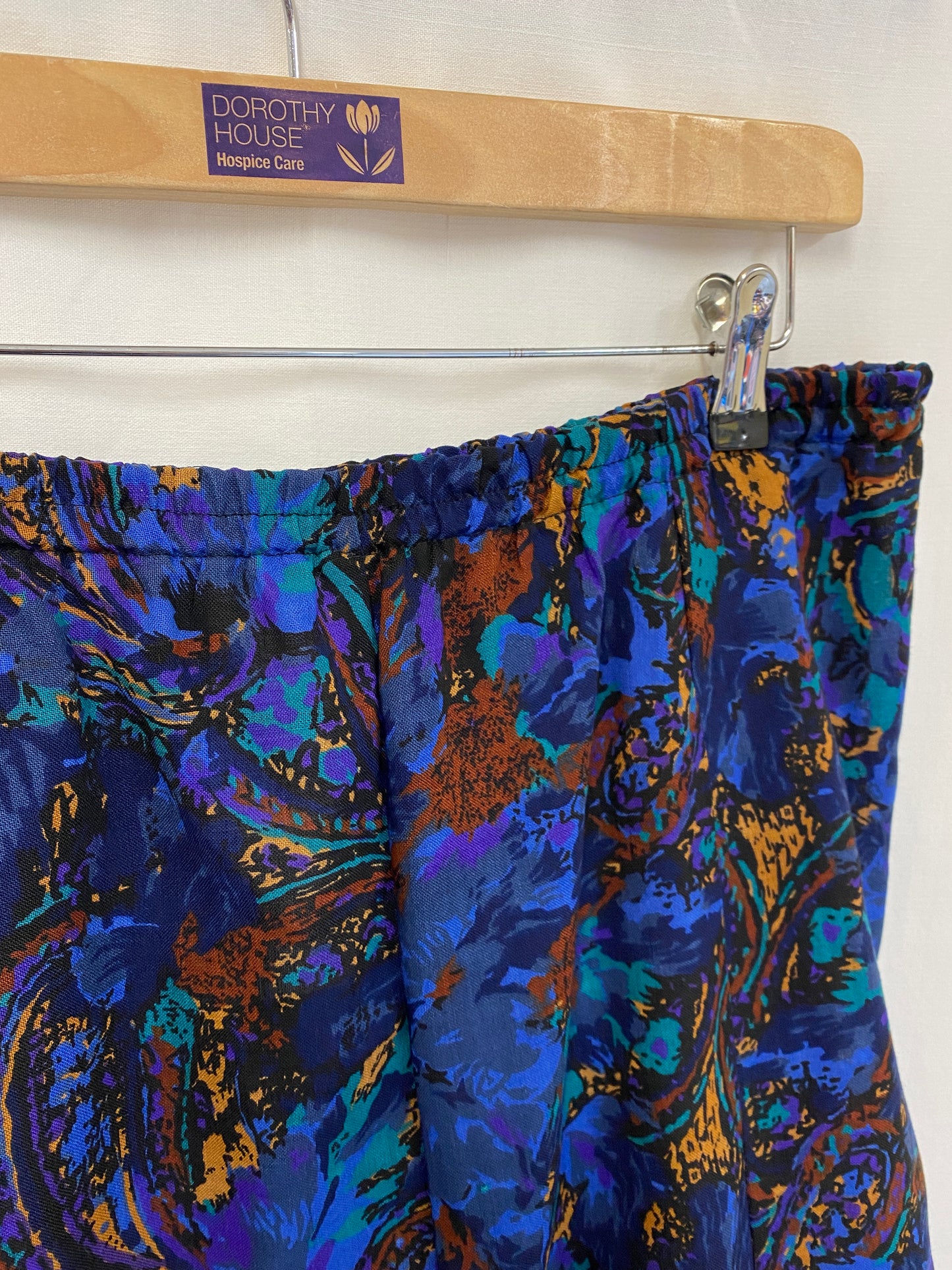 Vintage Blue Abstract Patterned Skirt Size 16