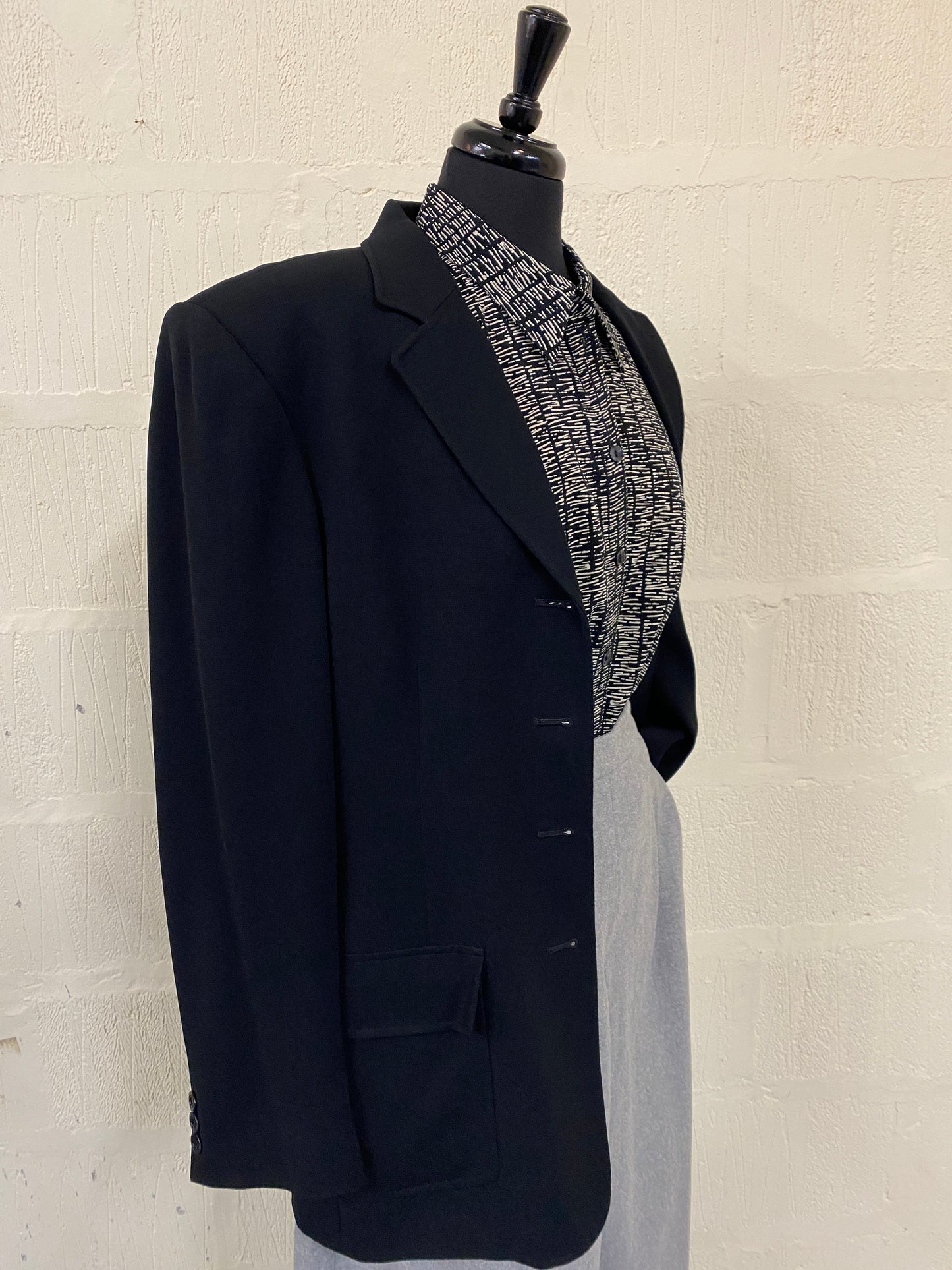 1980s Style Black Longline Jacket Size 16