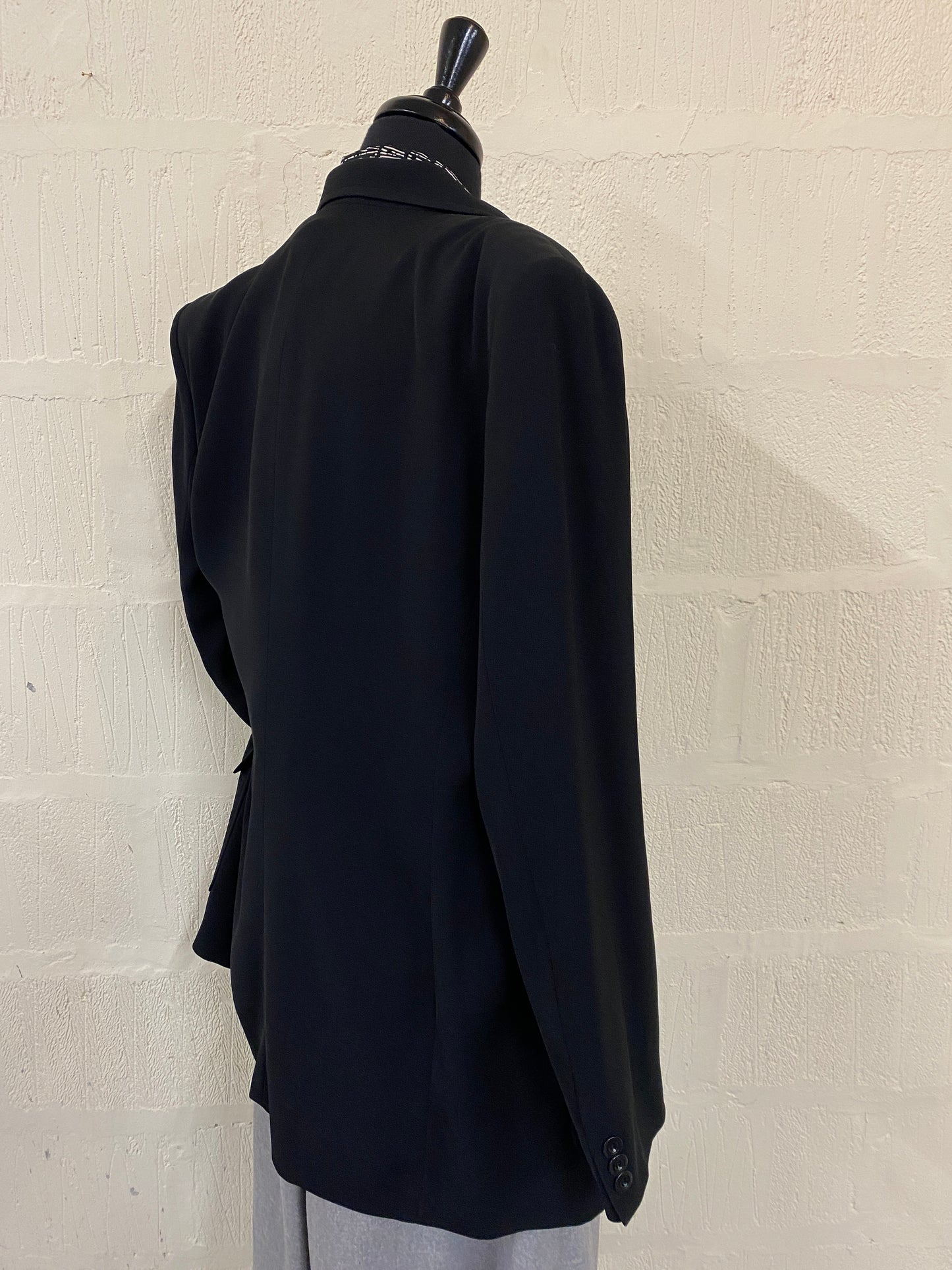 1980s Style Black Longline Jacket Size 16