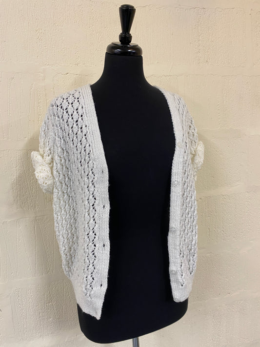 White Knit Short Sleeved Cardi One Size