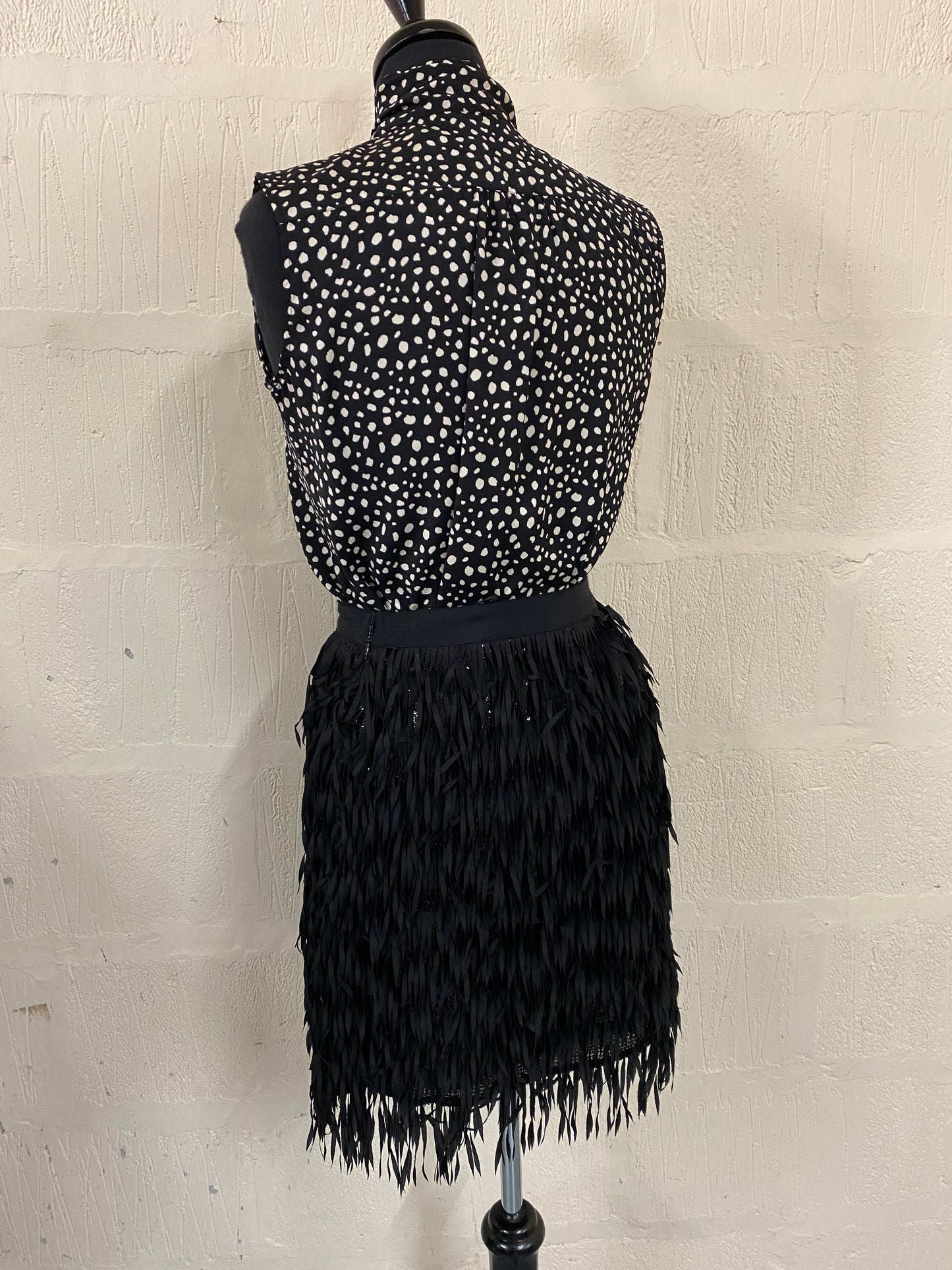 Black Sequin Tassel Party Mini Skirt Size 8