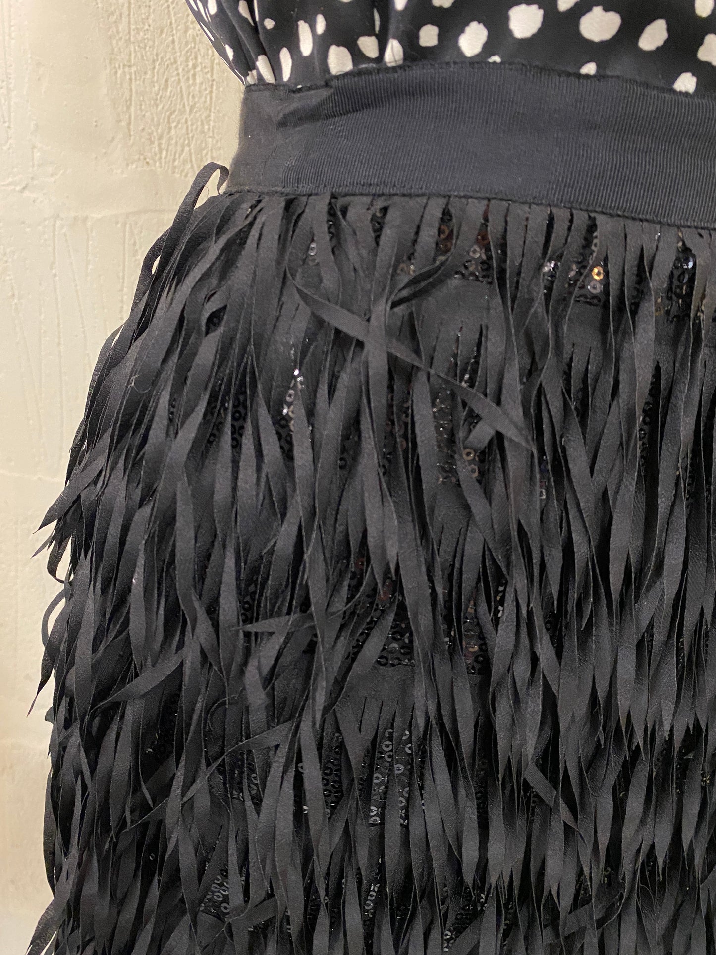Black Sequin Tassel Party Mini Skirt Size 8