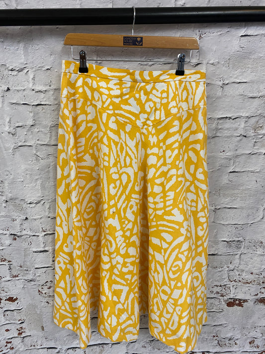 Vintage Animal Print Yellow & White Skirt Size 14