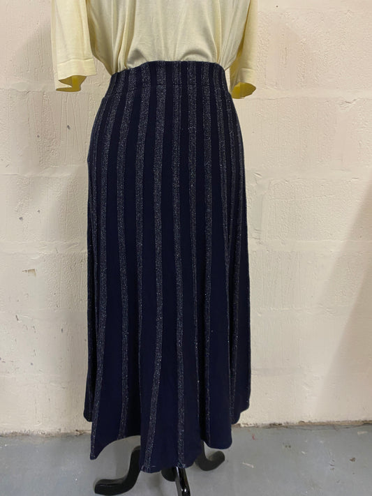 Vintage Woollen Navy Blue & Silver Skirt Size XS