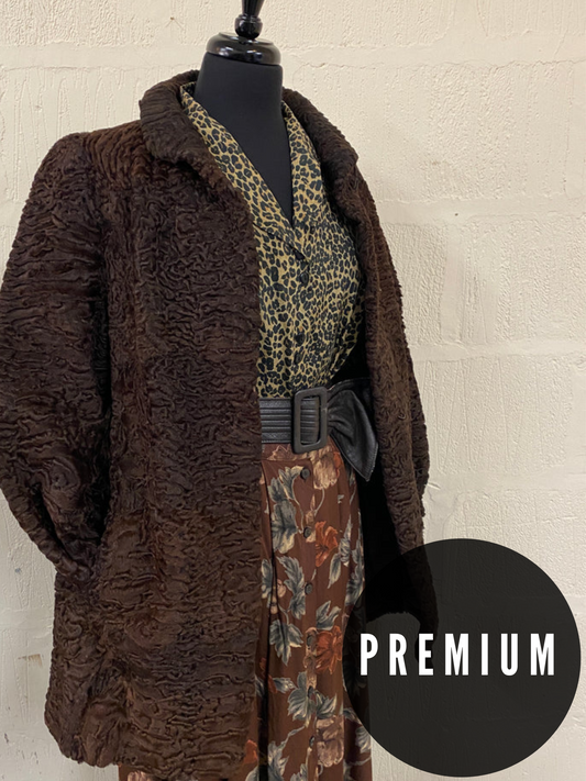 Vintage Chocolate Brown Fur Coat Size M