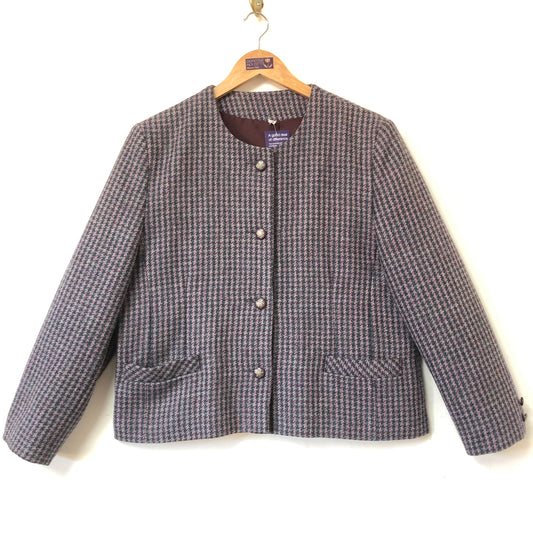 Dunedin Boxy Checked Collarless Jacket Size 18