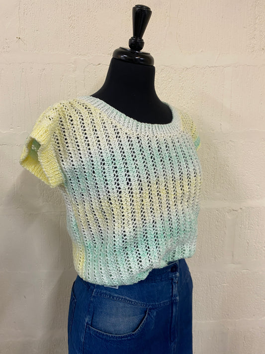 Pastel Green & Yellow Knitted Top Size S