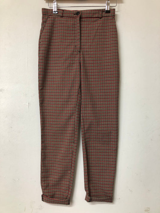 Monki Black & Red Checked Straight Leg Trousers Size 6