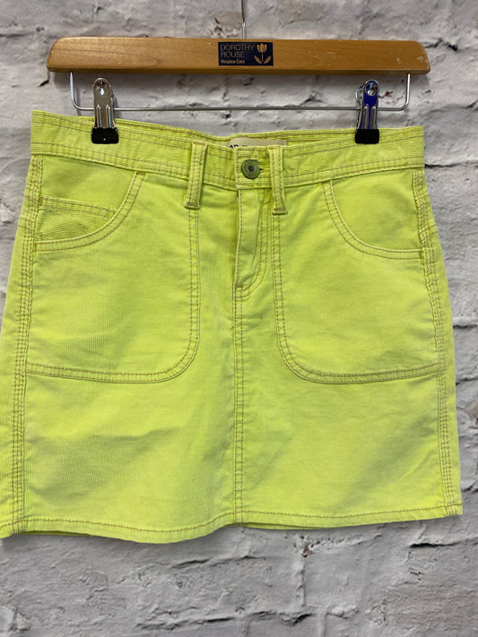 Neon Lime Green Corduroy Mini Skirt Size XS