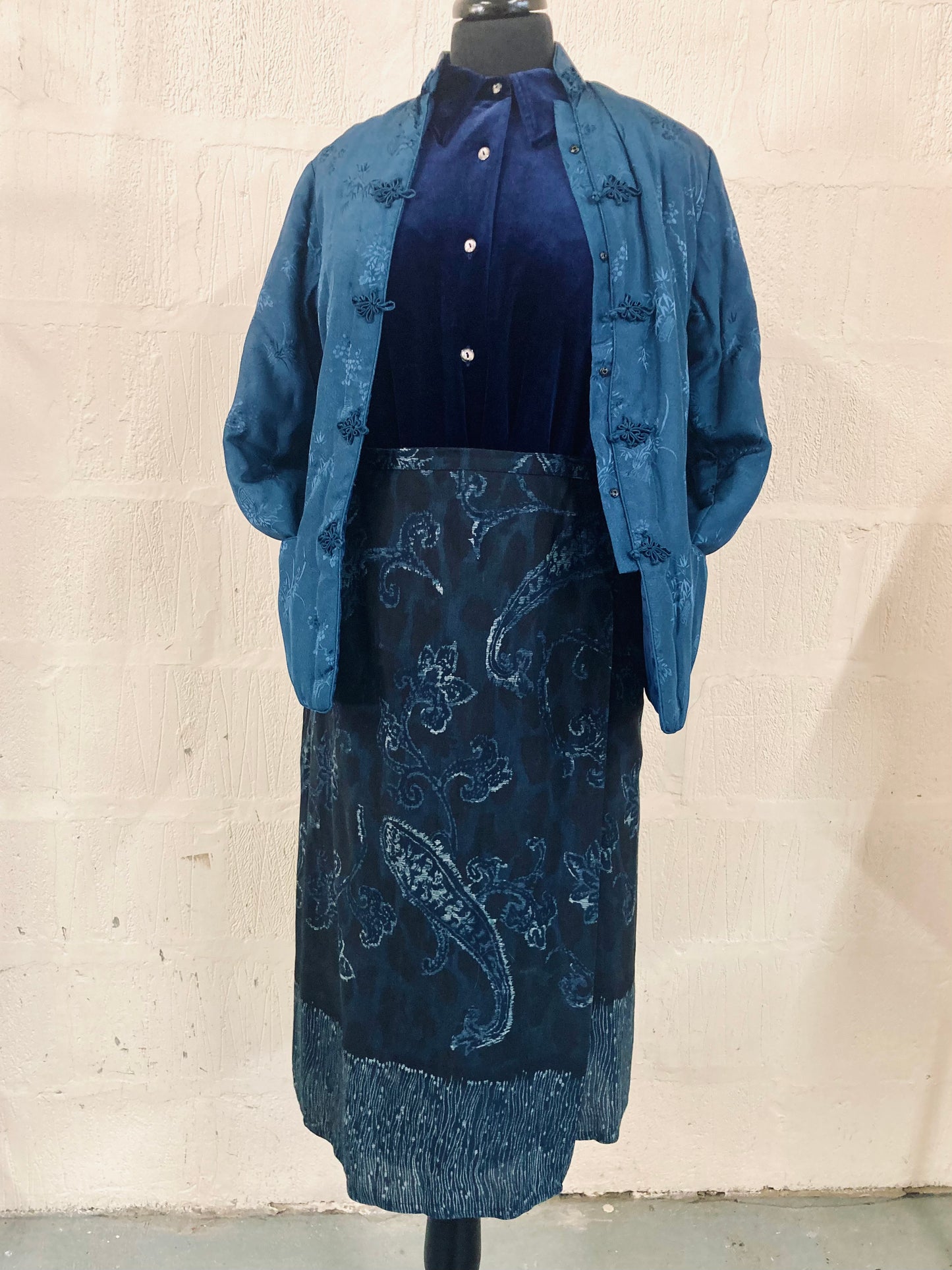 Vintage St Michael Multi Blue Wrap Skirt Size 12