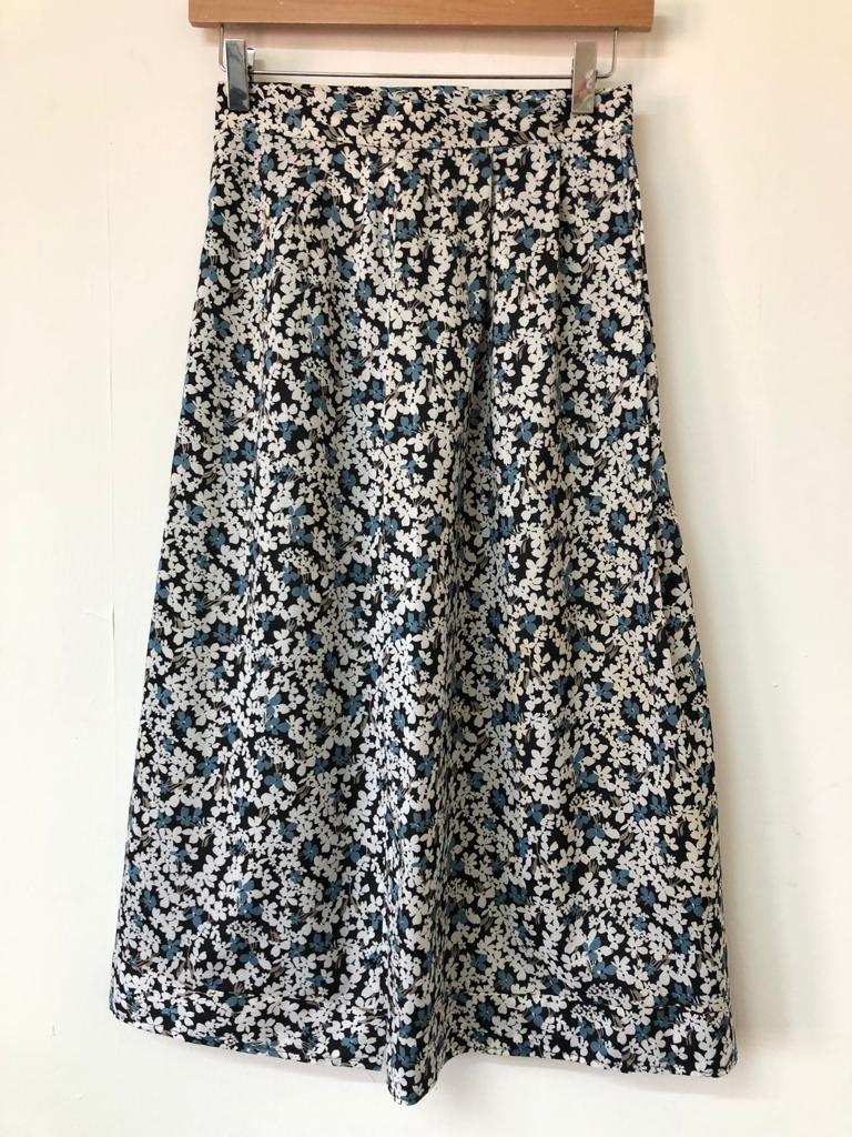 Ditsy print Black White and Blue Handmade Skirt Size 6