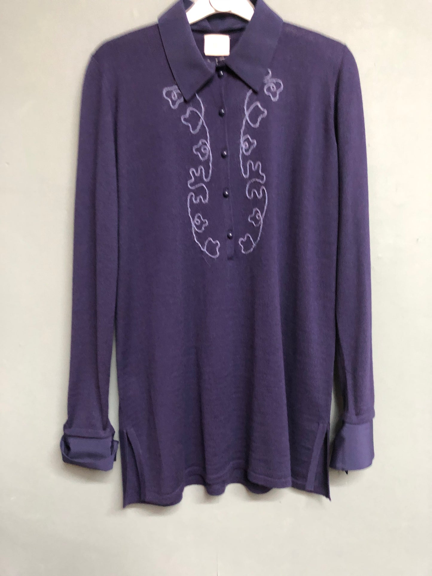 Country Casuals Purple Knitted Top with detachable collar Size M