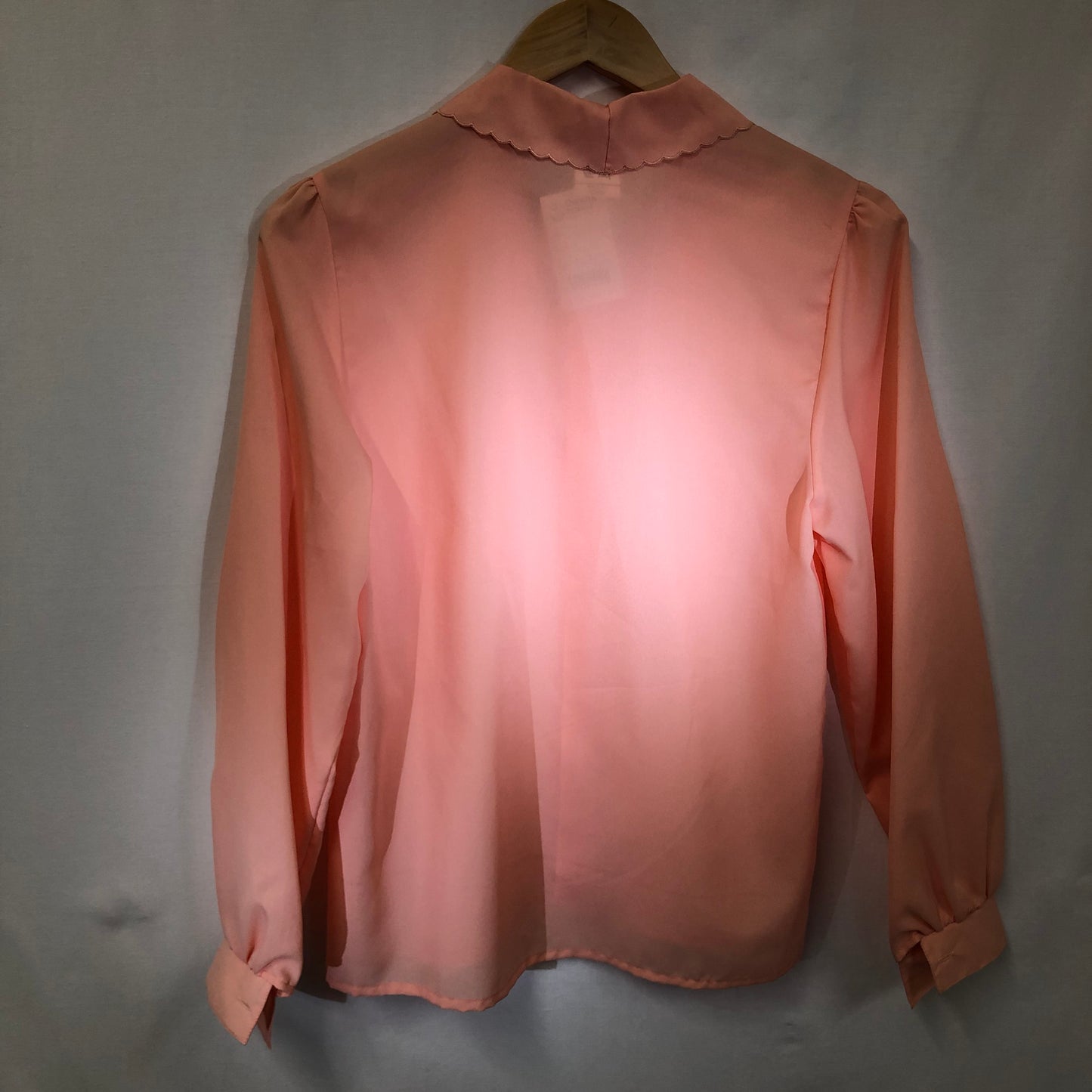 Vintage Peach Blouse With Bow Embroidery Size 10