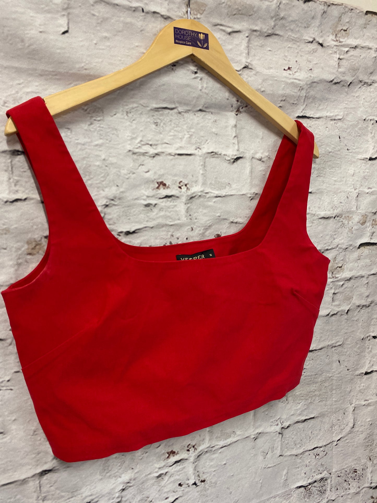 Red Cropped Sleeveless Bodice Top Size 16