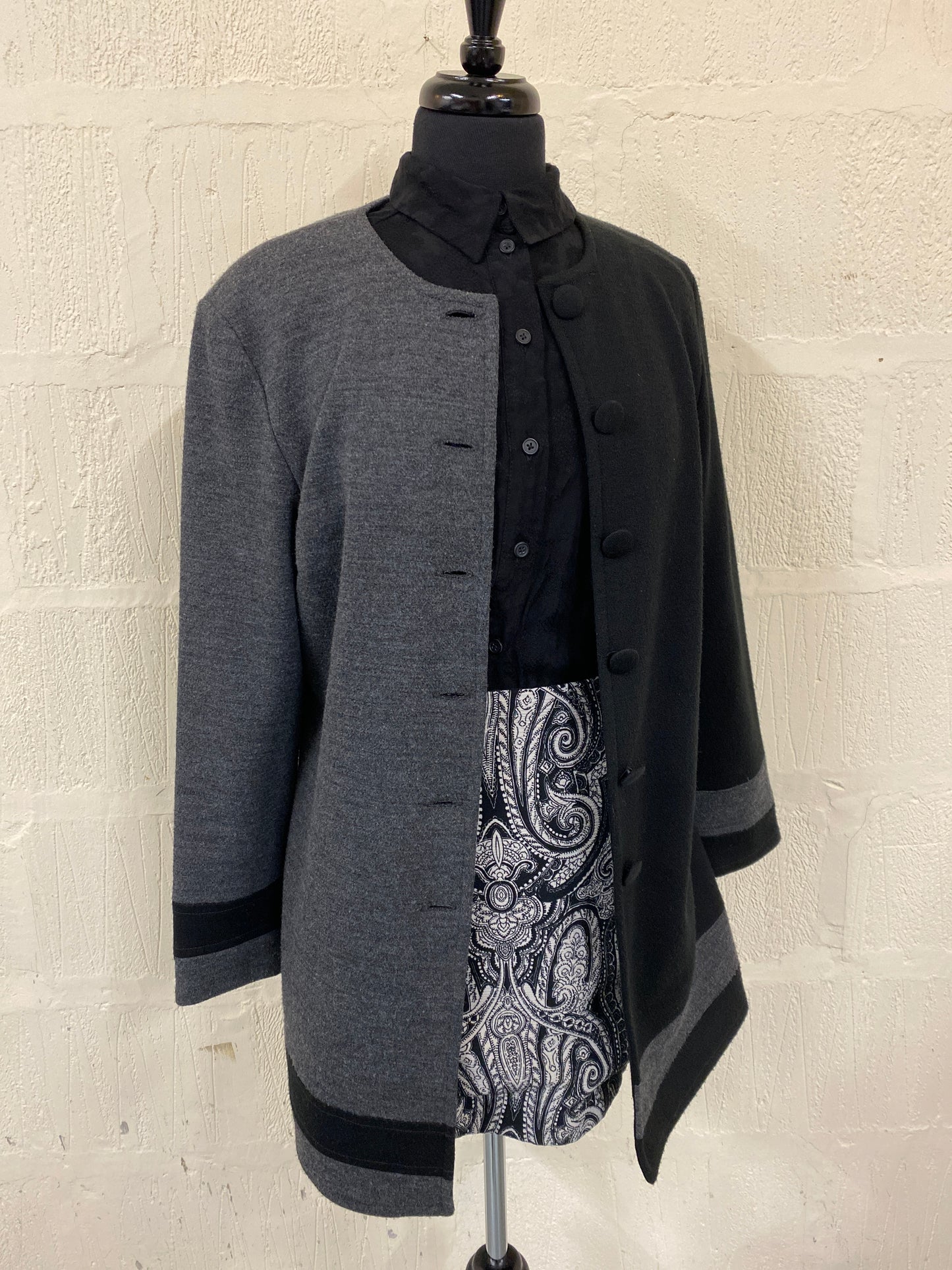 Vintage Grey/Black Colour Block Jacket Size 12