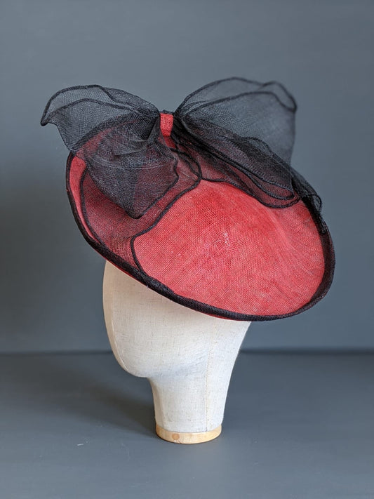 Ladies Original Bespoke British Handmade Red and Black Head Piece