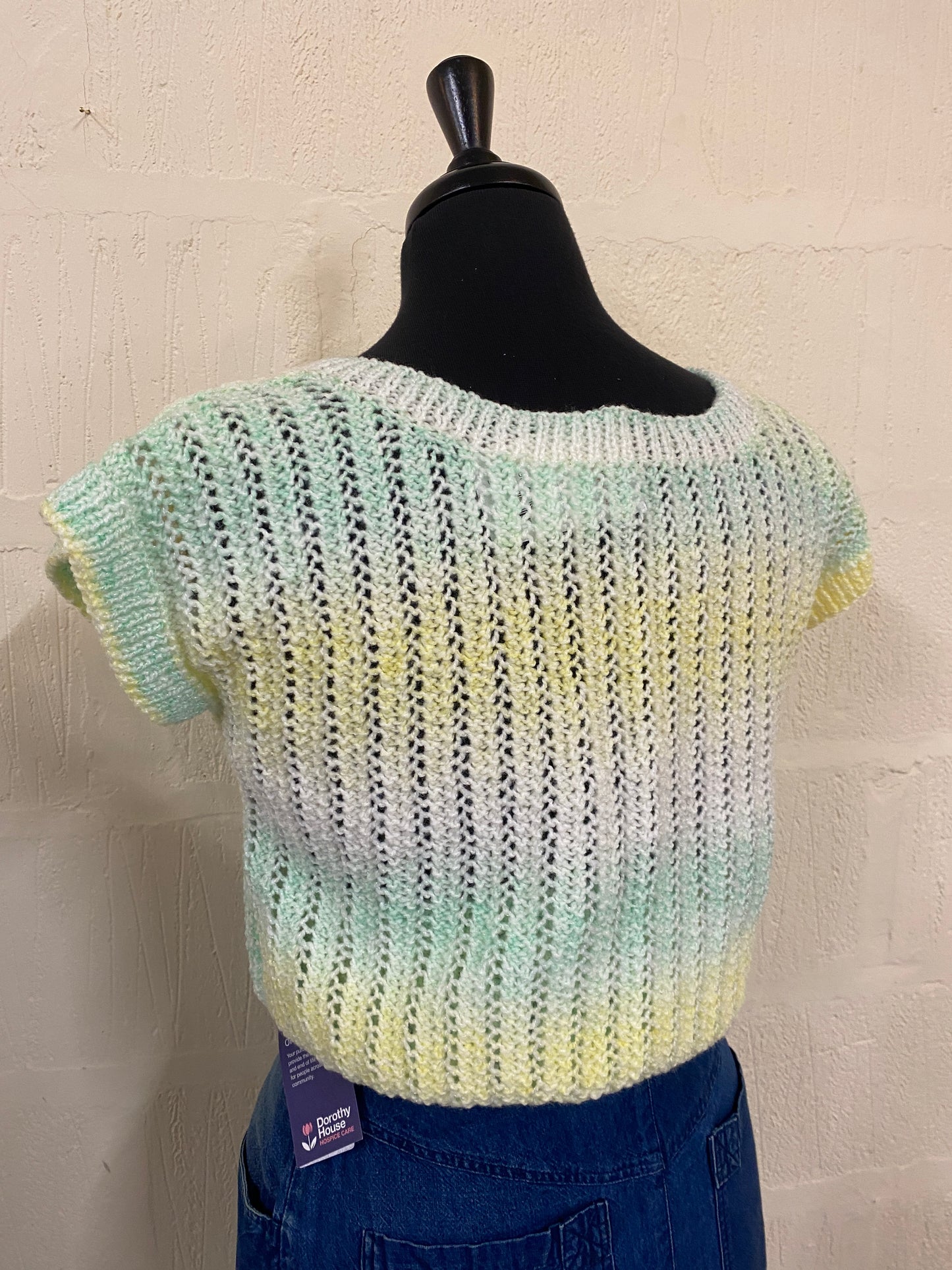 Pastel Green & Yellow Knitted Top Size S