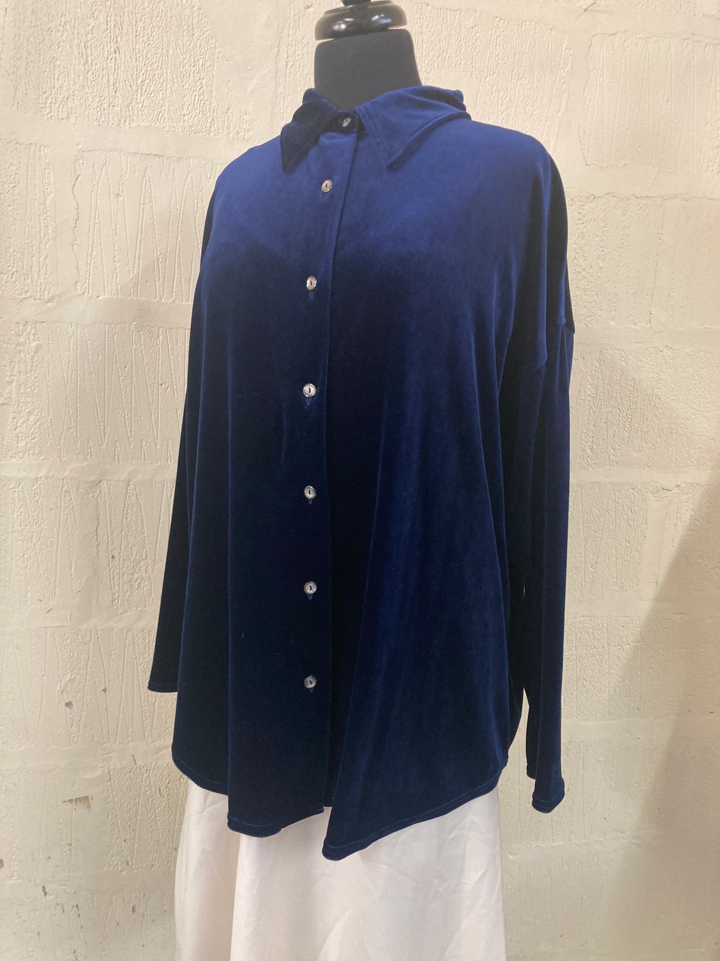 Vintage Berketex Velvet/Velour Navy Shirt Size 18