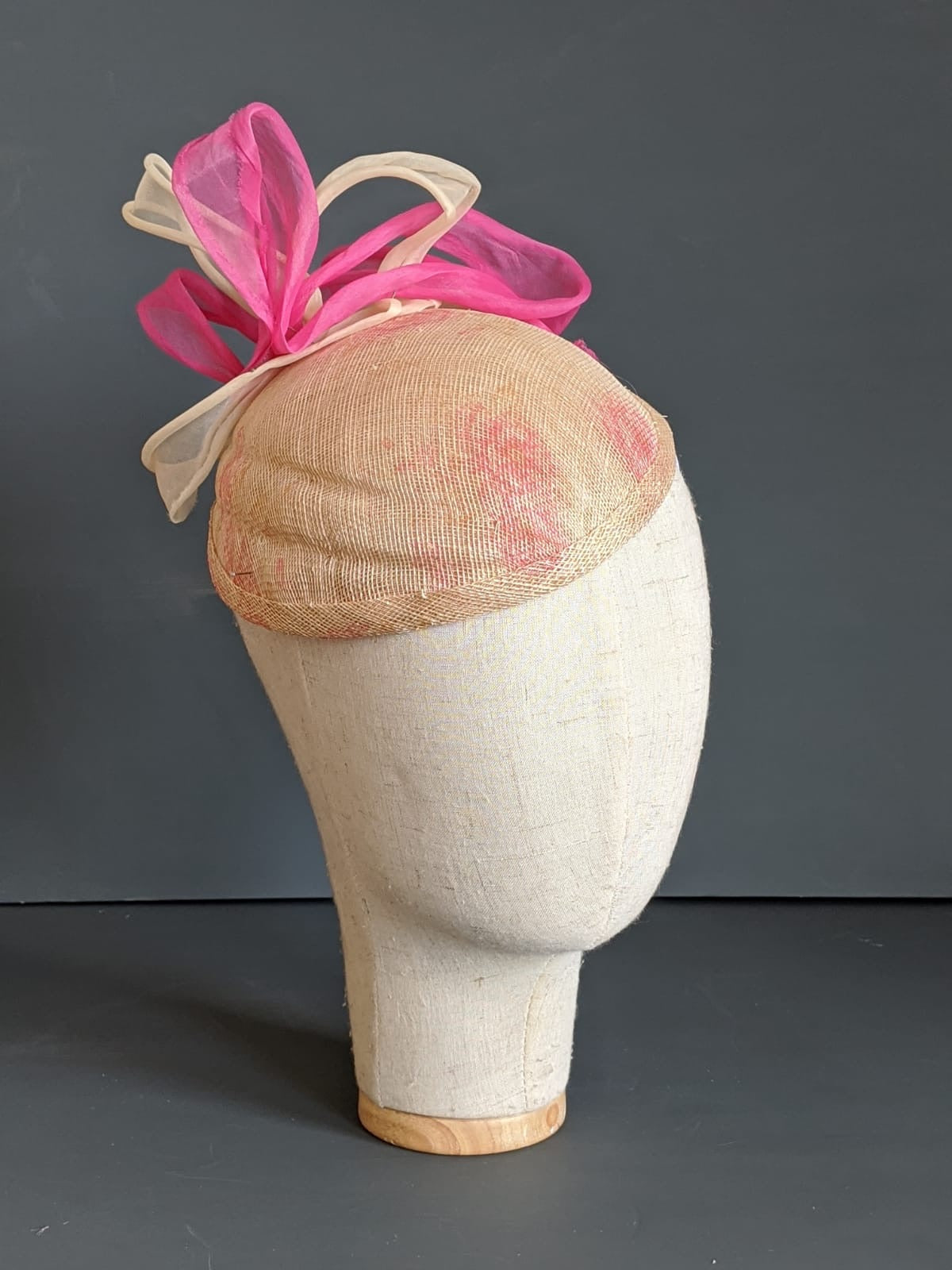 Ladies Original Bespoke British Handmade Rose Pink and Cream Head Piece