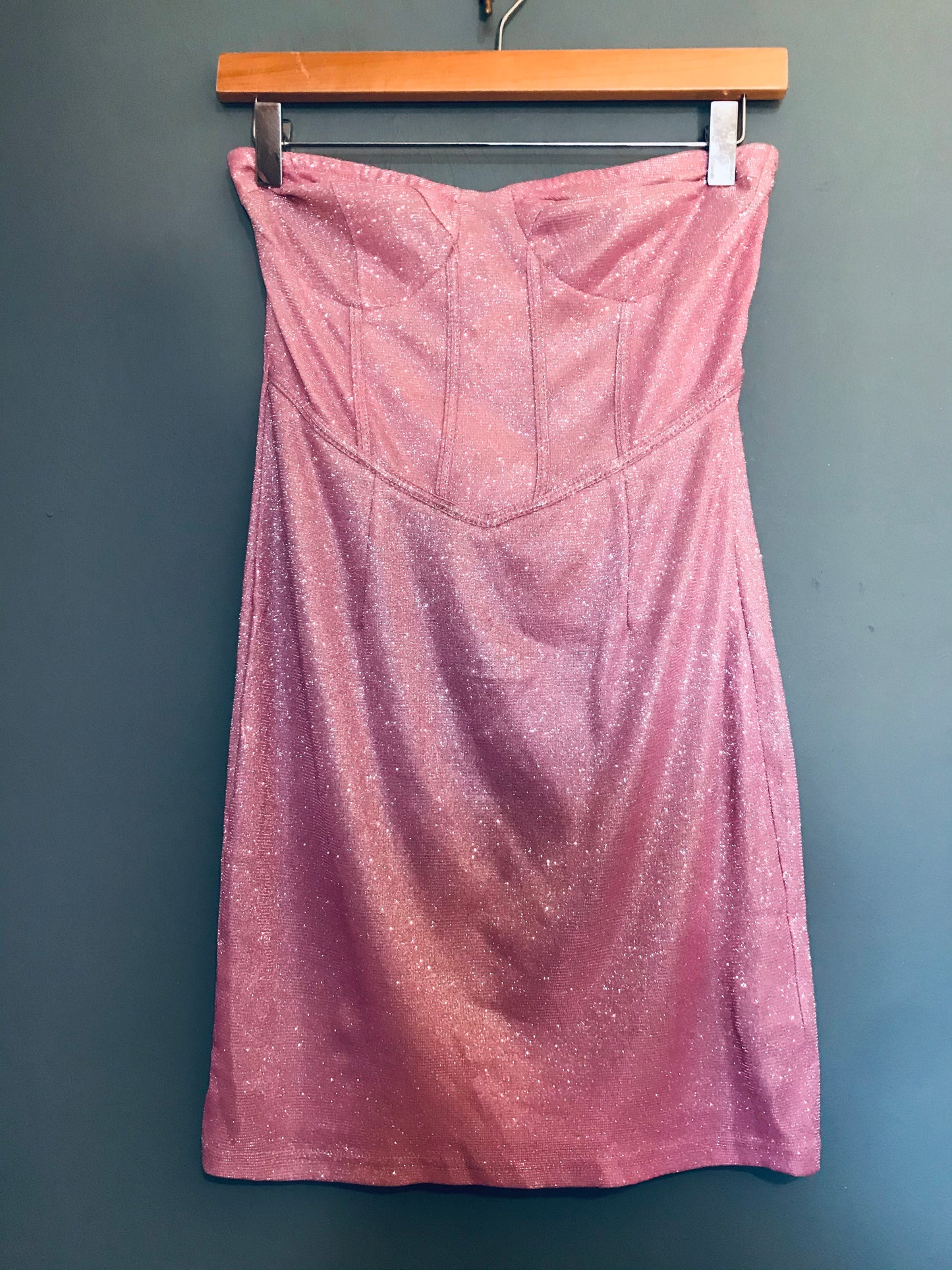 Vintage Style Pink Lurex Body Con Mini Dress 8